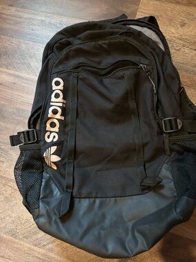 adidas Black Backpack with Rose Gold Trefoil Logo